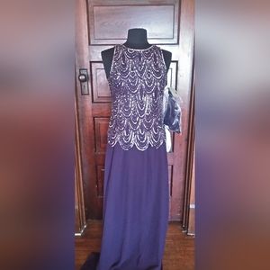 Purple Beaded 2 piece gown